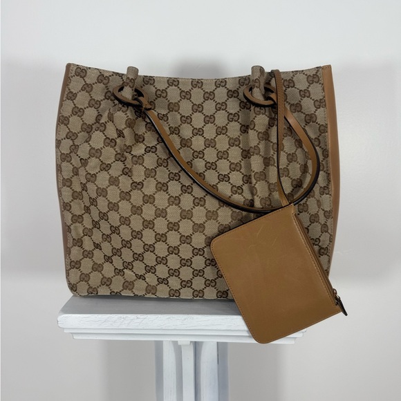 GUCCI GG monogram w/leather incl pouch very good cond Large vintage style - Picture 9 of 15